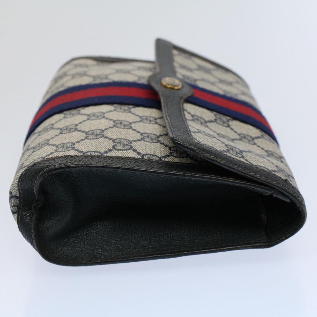 GUCCI GG Supreme Sherry Line Clutch Bag Red Navy 84 01 006 th4322