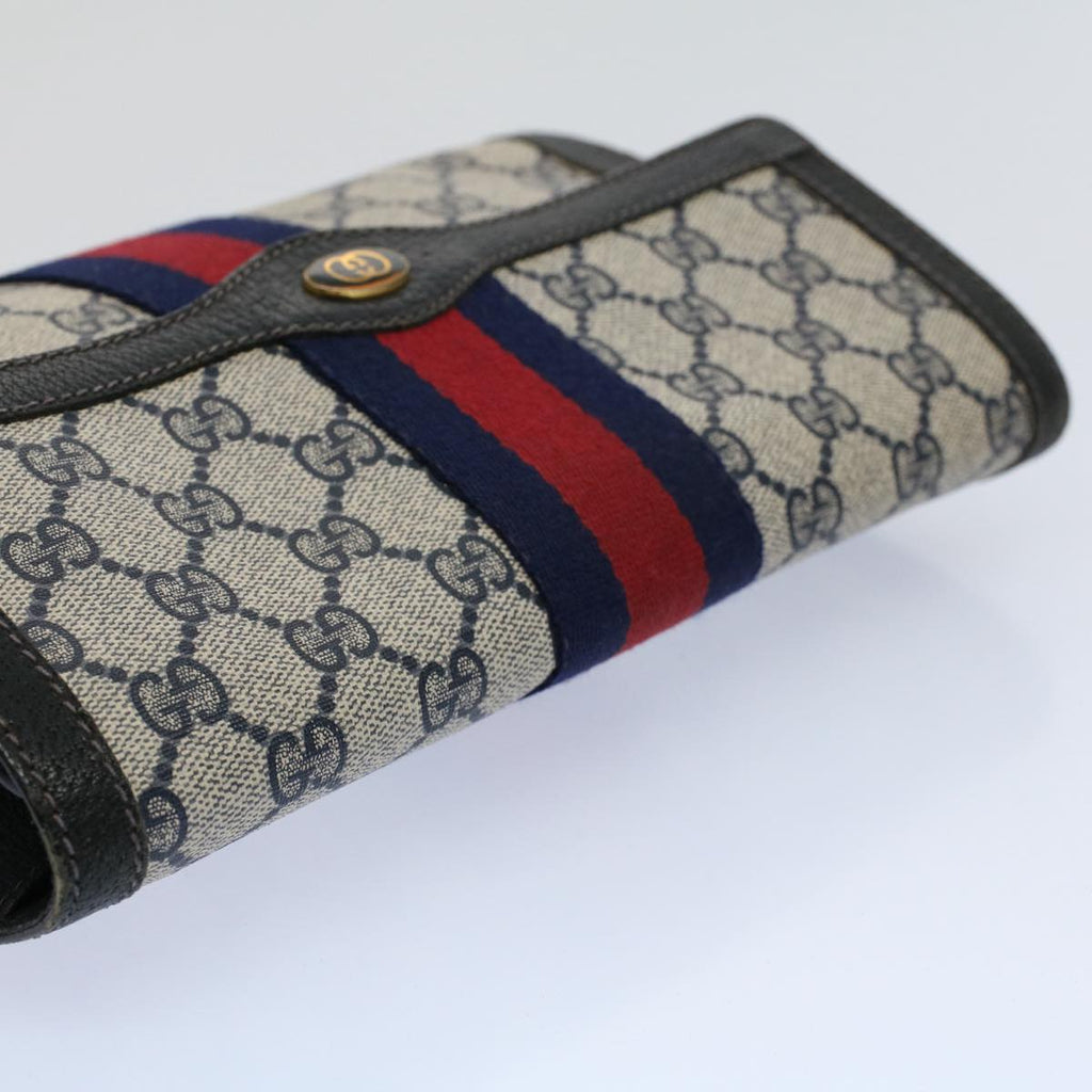 GUCCI GG Supreme Sherry Line Clutch Bag Red Navy 84 01 006 th4322