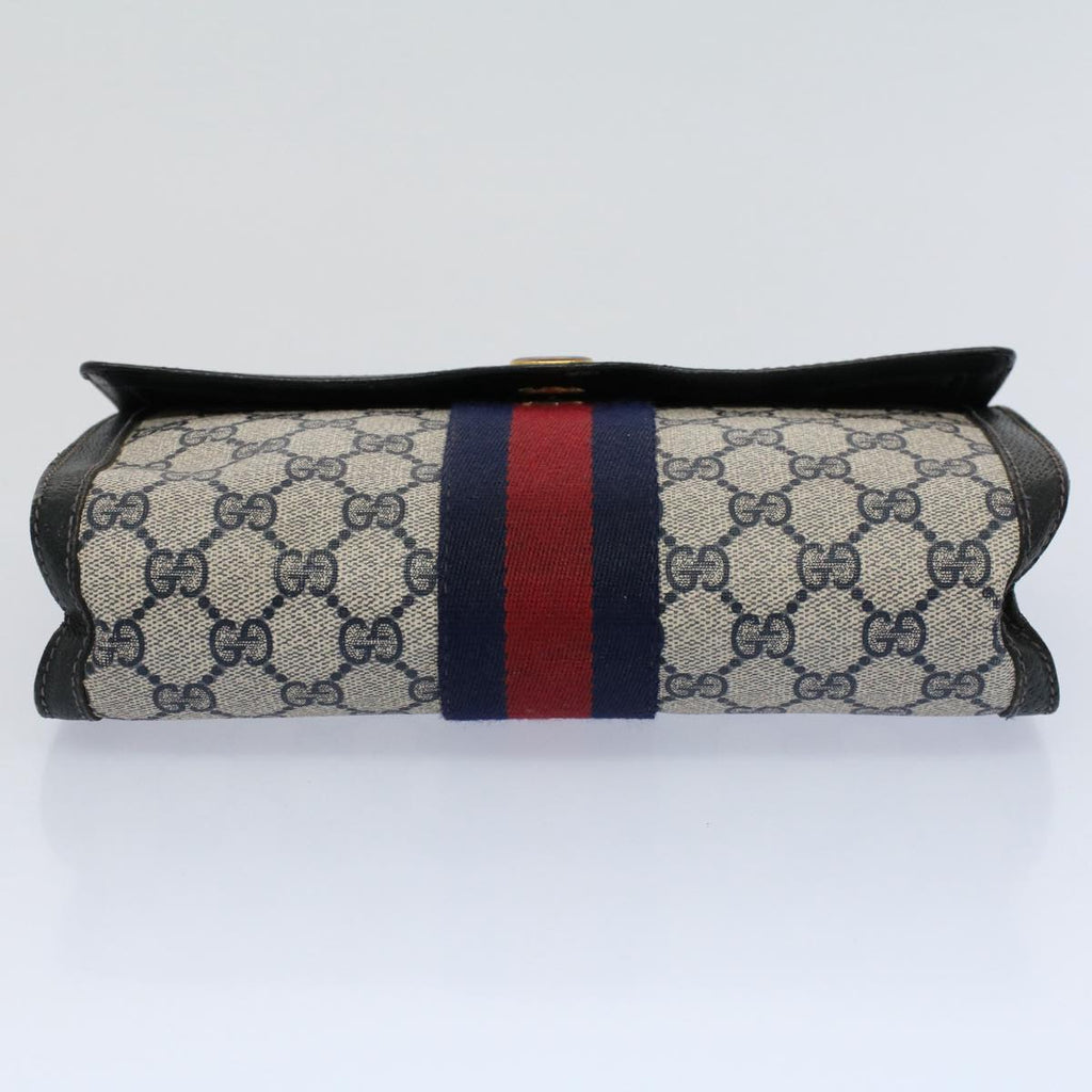 GUCCI GG Supreme Sherry Line Clutch Bag Red Navy 84 01 006 th4322
