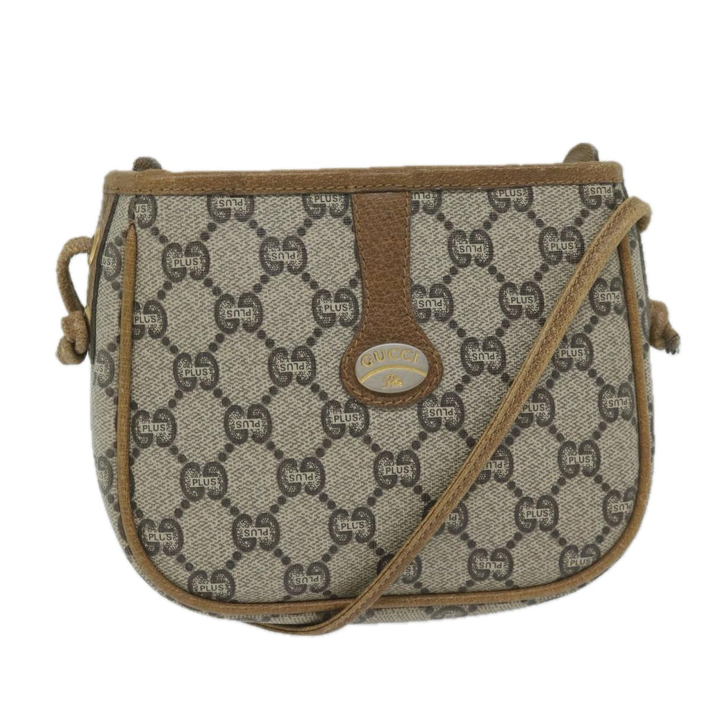 GUCCI GG Plus Supreme Shoulder Bag PVC Leather Beige th4329