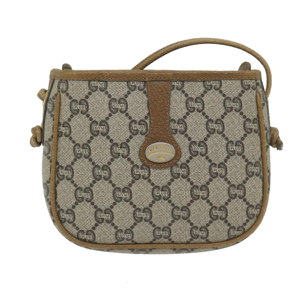 GUCCI GG Plus Supreme Shoulder Bag PVC Leather Beige th4329