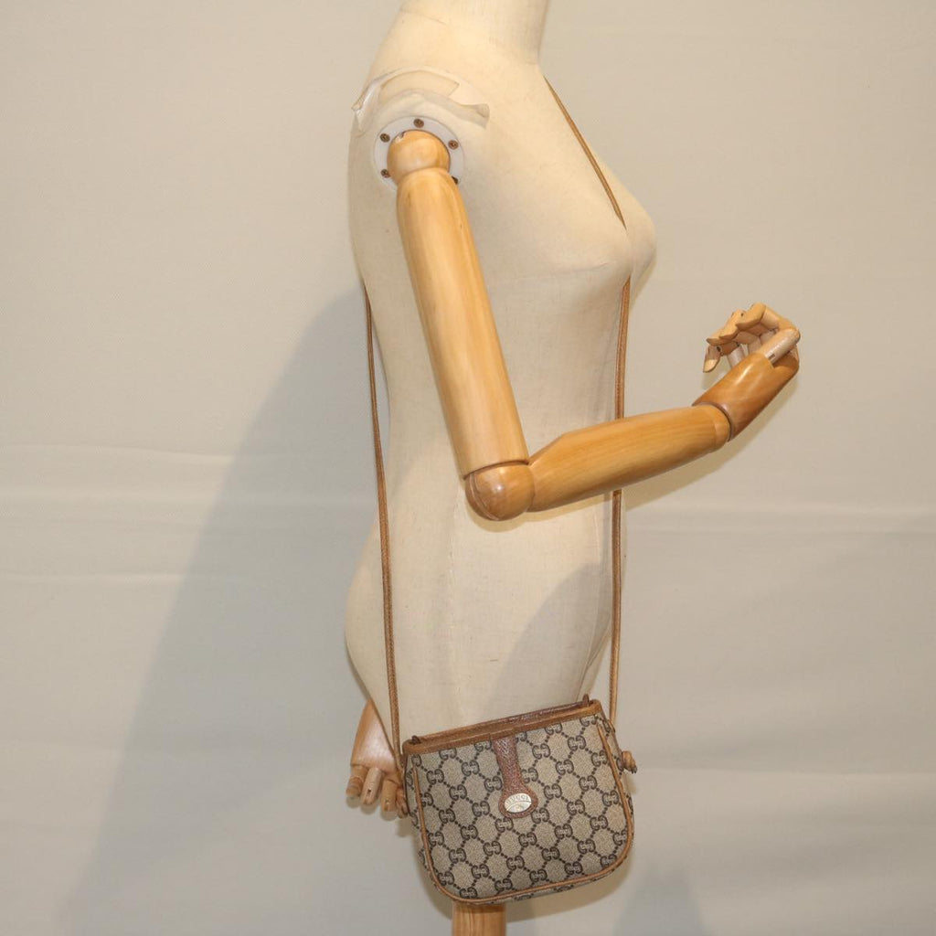 GUCCI GG Plus Supreme Shoulder Bag PVC Leather Beige th4329