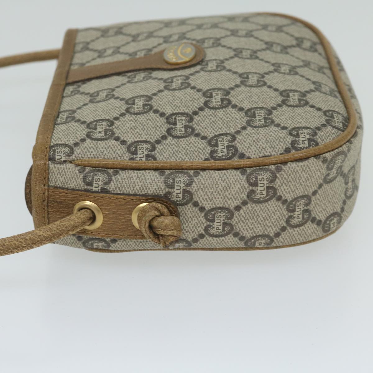 GUCCI GG Plus Supreme Shoulder Bag PVC Leather Beige th4329