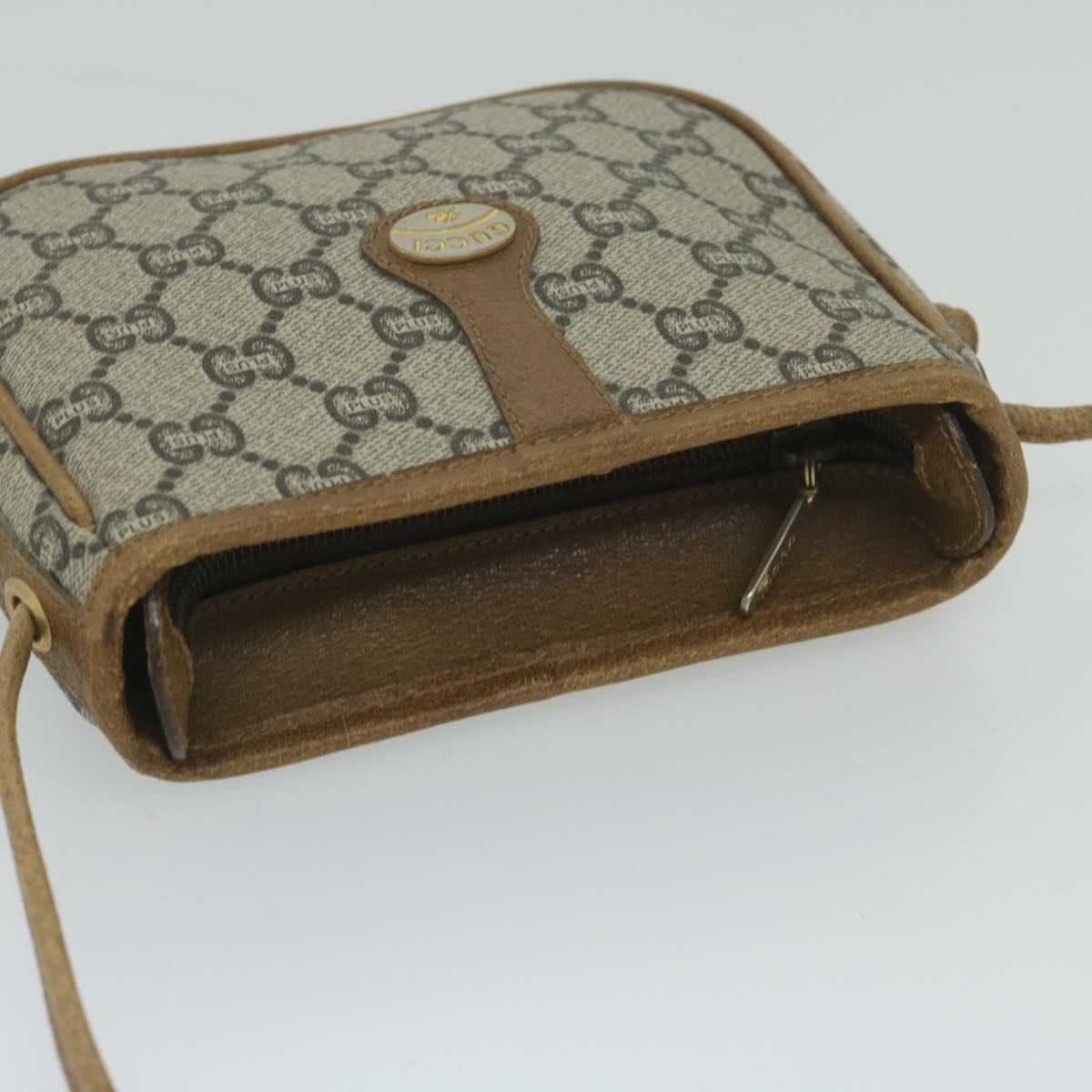 GUCCI GG Plus Supreme Shoulder Bag PVC Leather Beige th4329