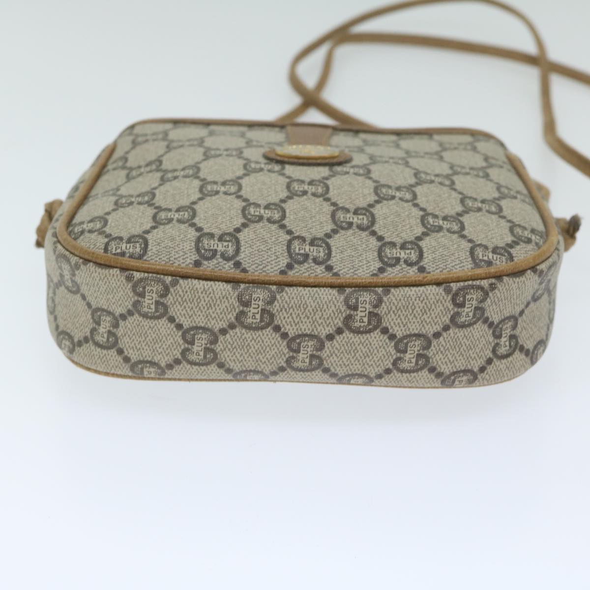 GUCCI GG Plus Supreme Shoulder Bag PVC Leather Beige th4329