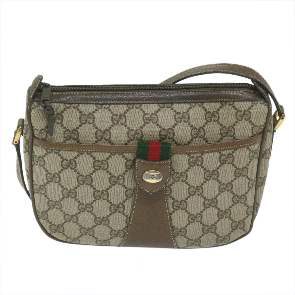GUCCI GG Supreme Web Sherry Line Shoulder Bag Beige Red 14 02 032 th4355