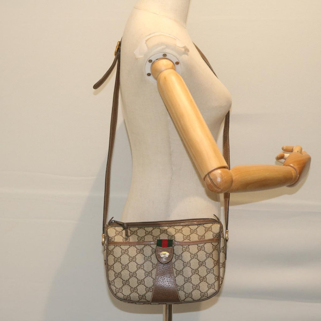 GUCCI GG Supreme Web Sherry Line Shoulder Bag Beige Red 14 02 032 th4355