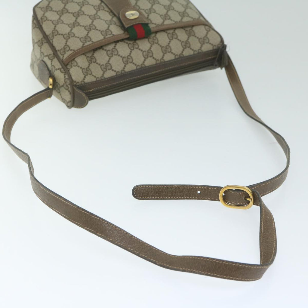 GUCCI GG Supreme Web Sherry Line Shoulder Bag Beige Red 14 02 032 th4355