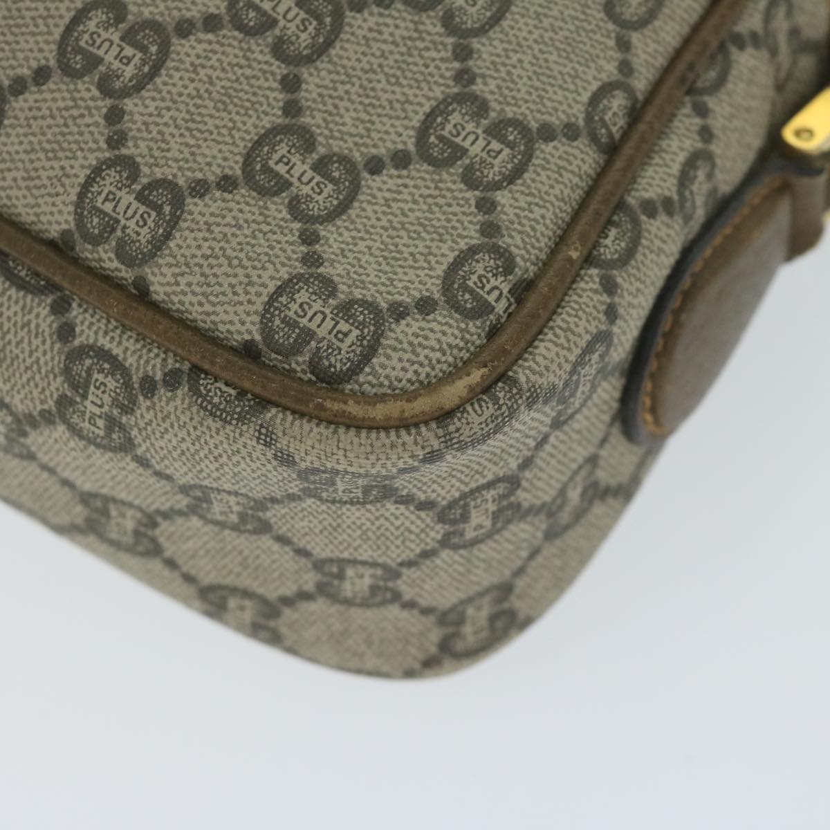 GUCCI GG Plus Supreme Shoulder Bag PVC Leather Beige th4356