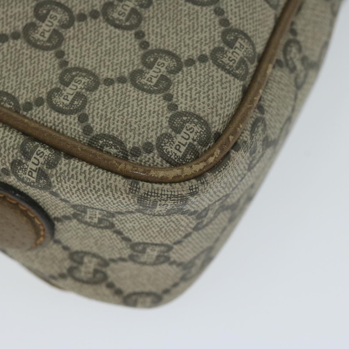 GUCCI GG Plus Supreme Shoulder Bag PVC Leather Beige th4356