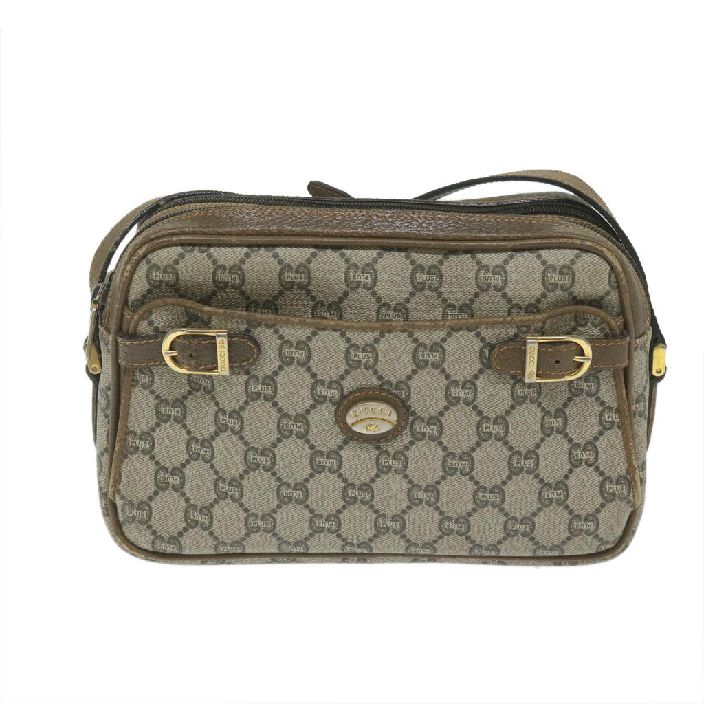 GUCCI GG Plus Supreme Shoulder Bag PVC Leather Beige th4356