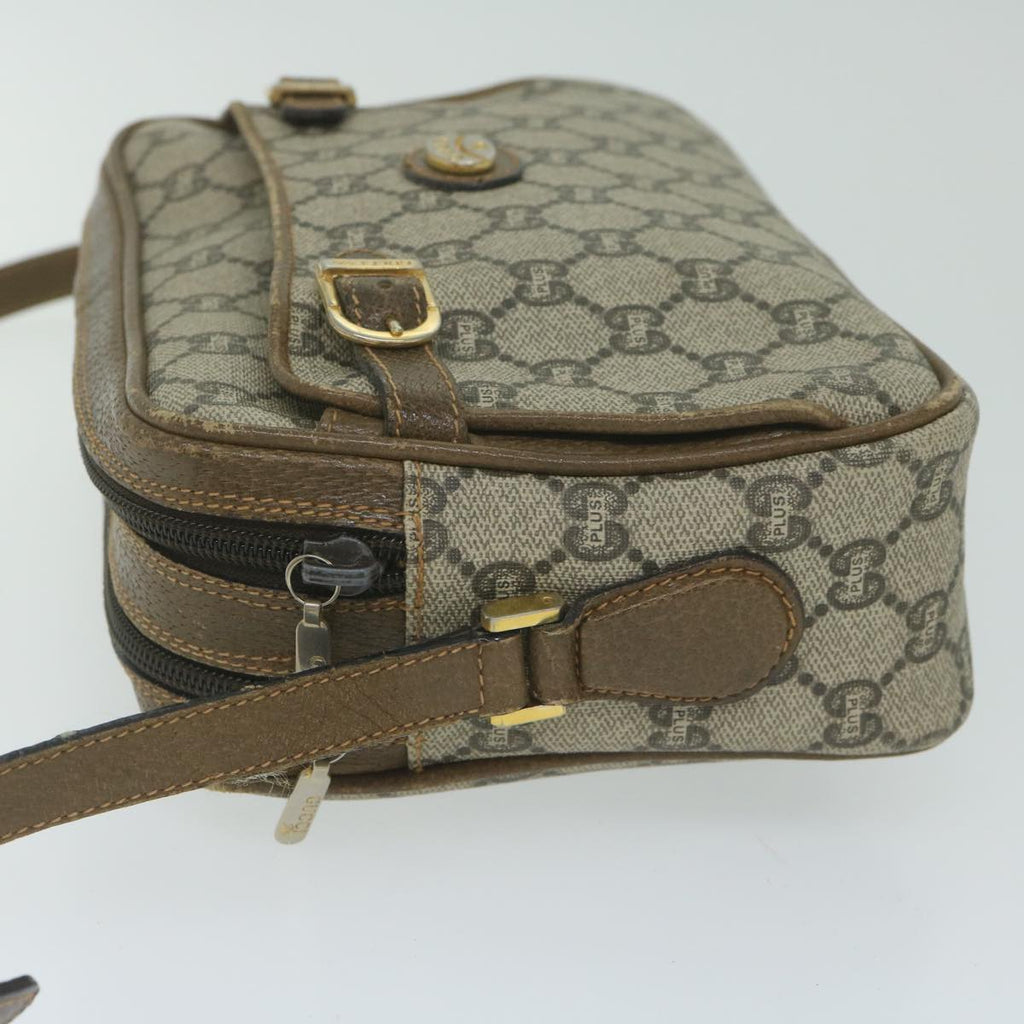GUCCI GG Plus Supreme Shoulder Bag PVC Leather Beige th4356