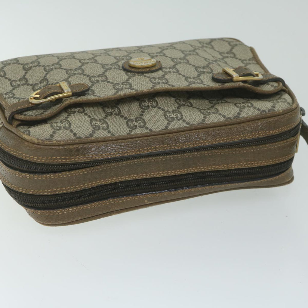 GUCCI GG Plus Supreme Shoulder Bag PVC Leather Beige th4356
