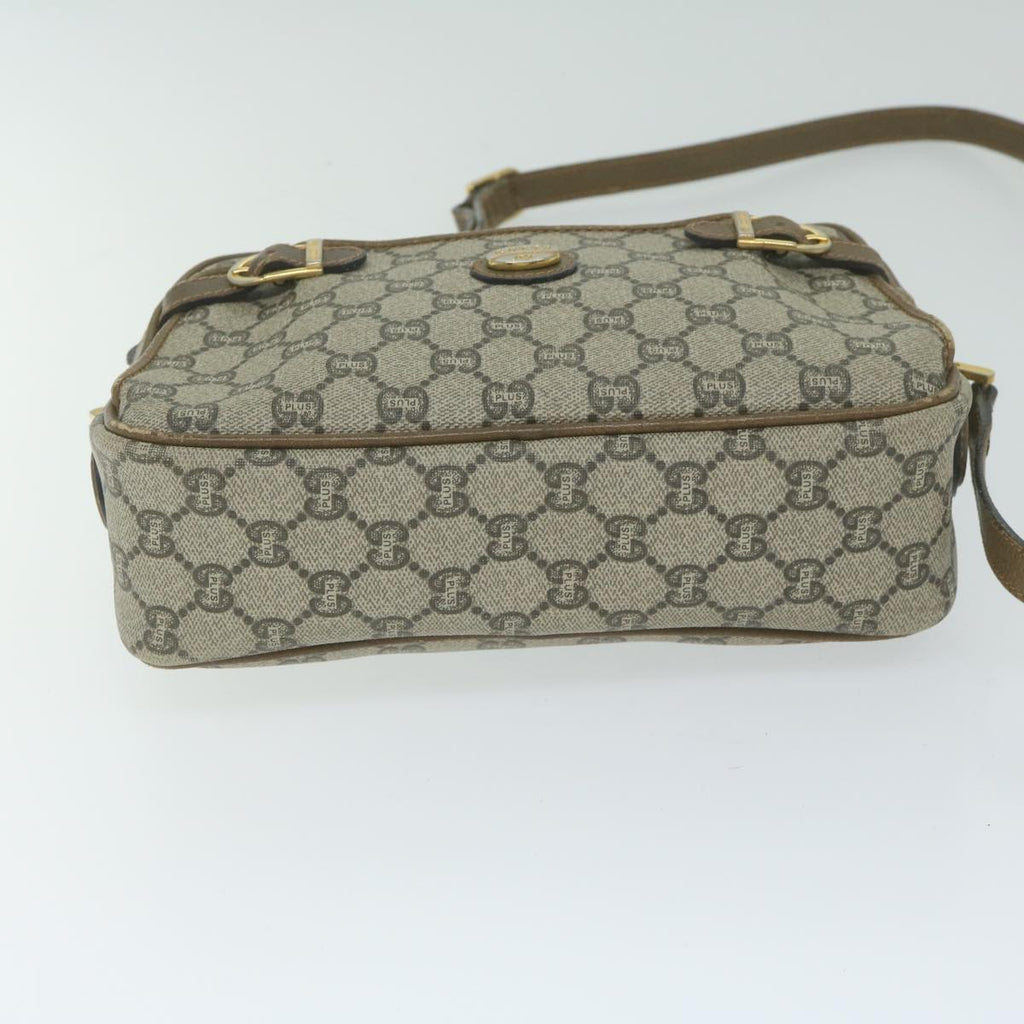 GUCCI GG Plus Supreme Shoulder Bag PVC Leather Beige th4356