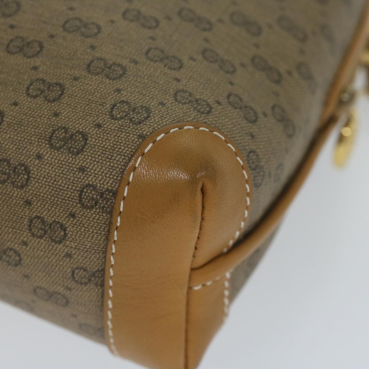 GUCCI Micro GG Supreme Shoulder Bag PVC Leather Beige th4357