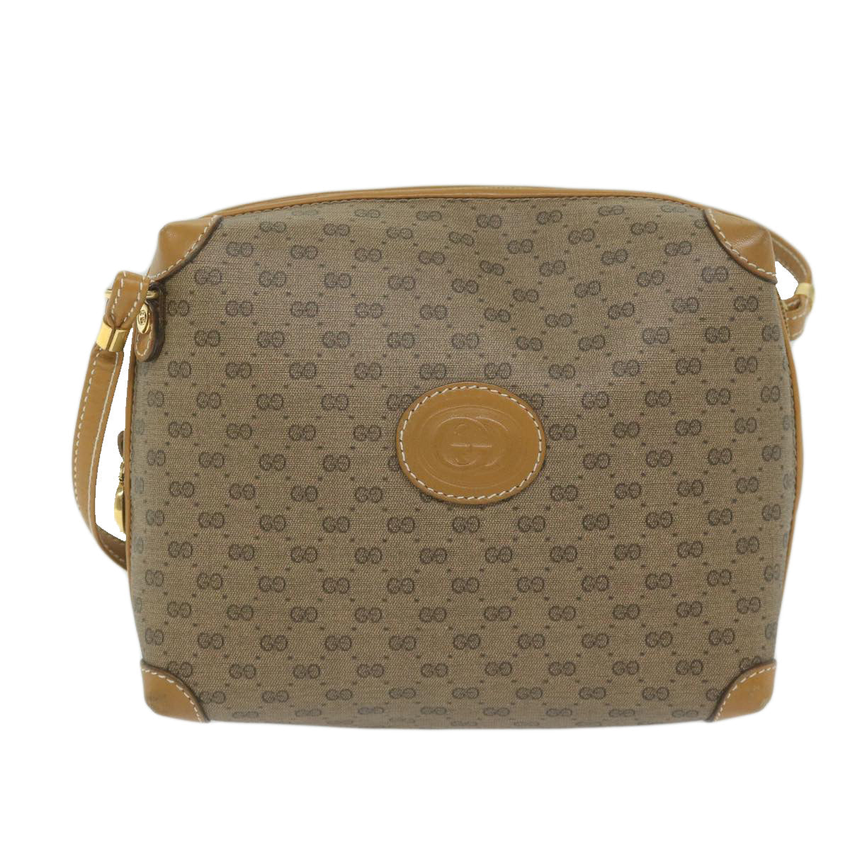 GUCCI Micro GG Supreme Shoulder Bag PVC Leather Beige th4357