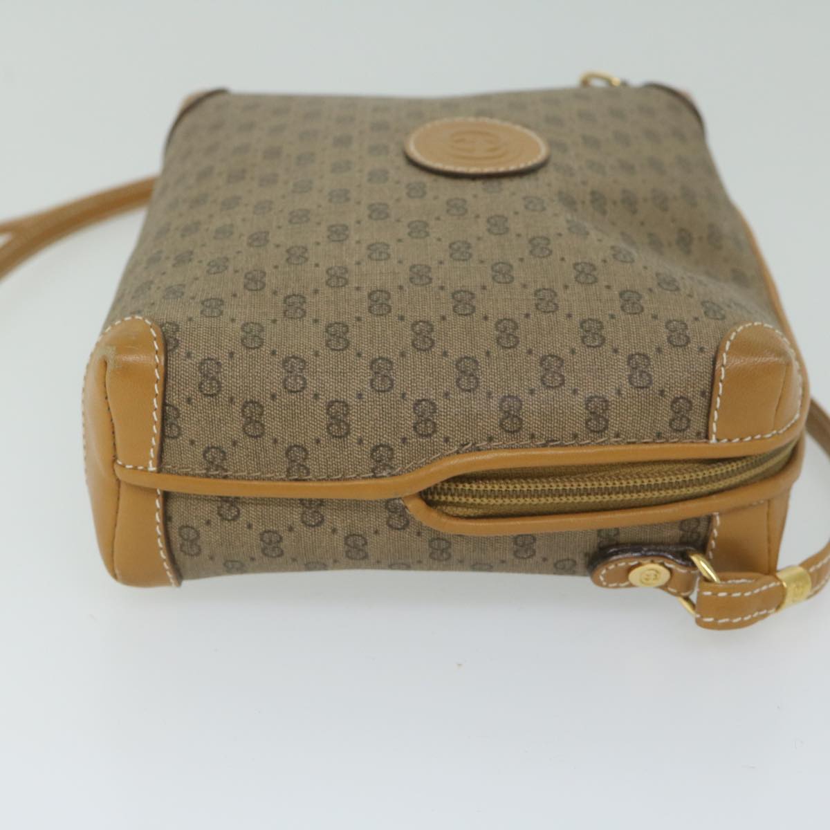 GUCCI Micro GG Supreme Shoulder Bag PVC Leather Beige th4357