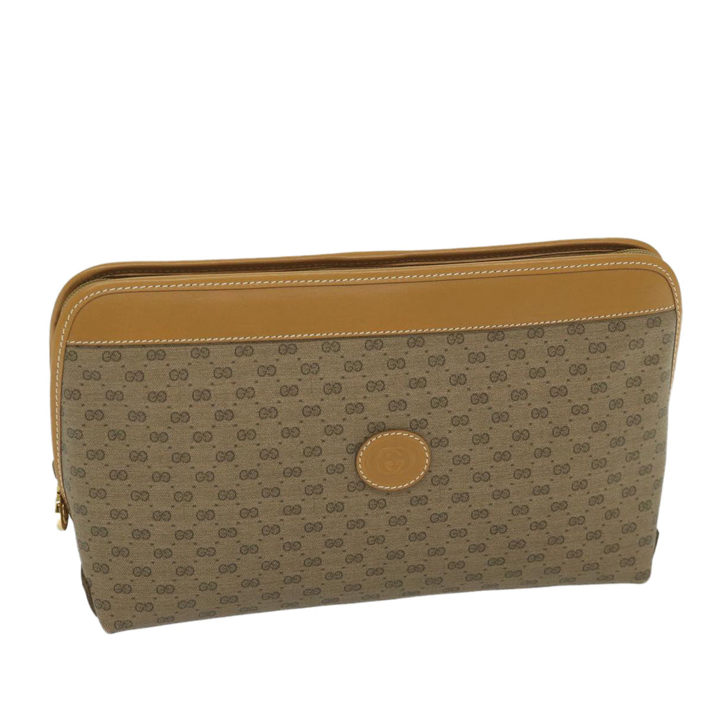 GUCCI Micro GG Supreme Clutch Bag PVC Leather Beige 014 58 0198 th4358