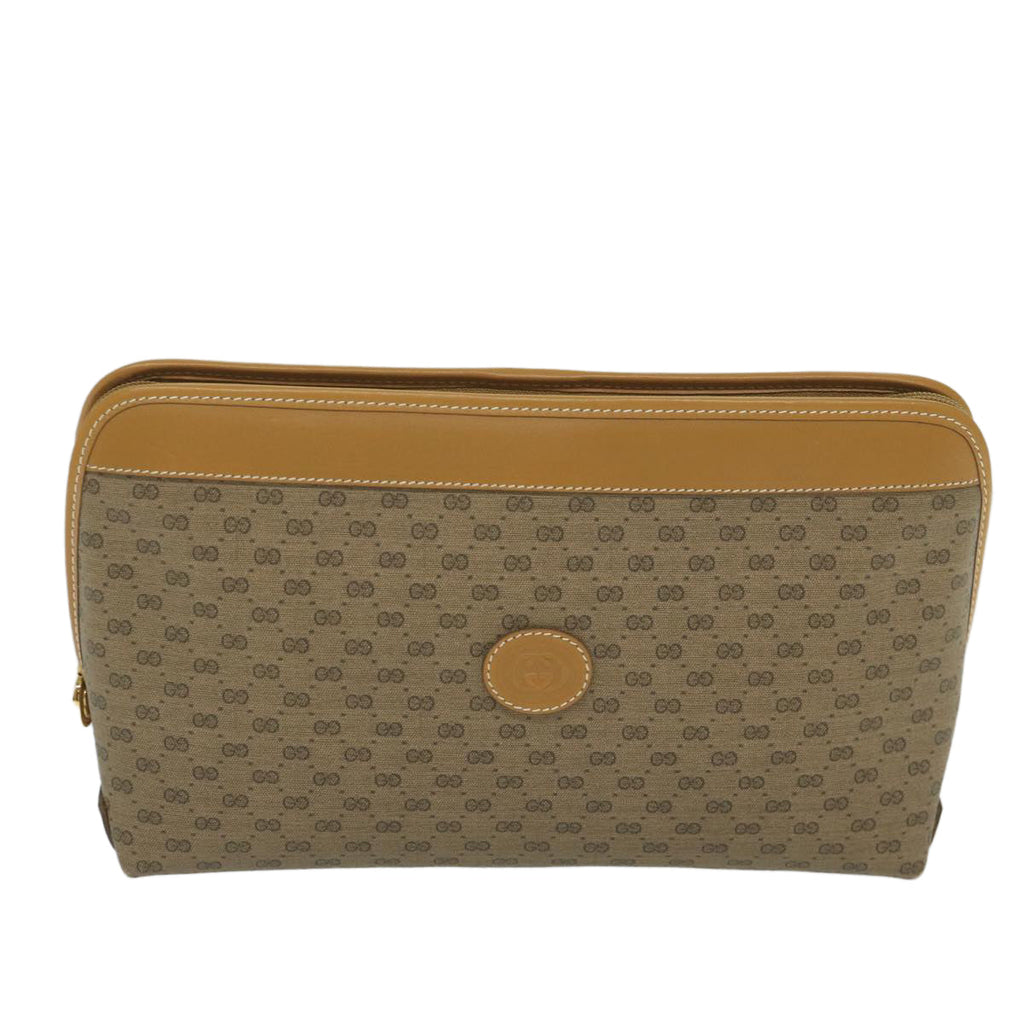 GUCCI Micro GG Supreme Clutch Bag PVC Leather Beige 014 58 0198 th4358