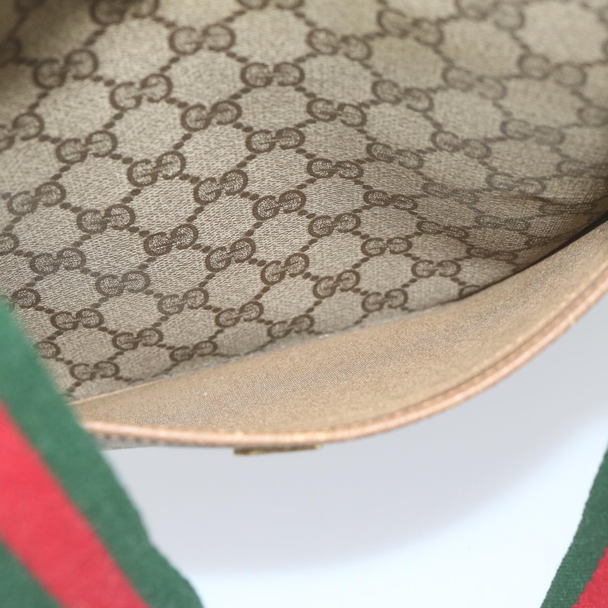 GUCCI GG Supreme Web Sherry Line Tote Bag Beige Red Green 39 02 003 th4362