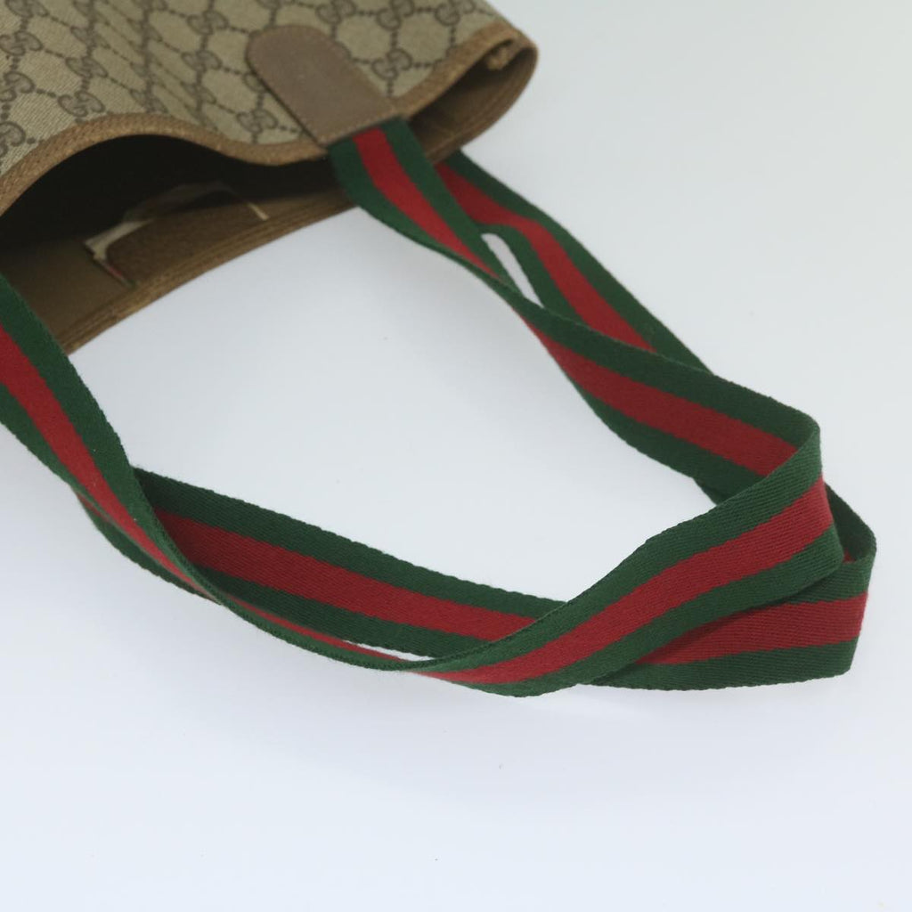 GUCCI GG Supreme Web Sherry Line Tote Bag Beige Red Green 39 02 003 th4362