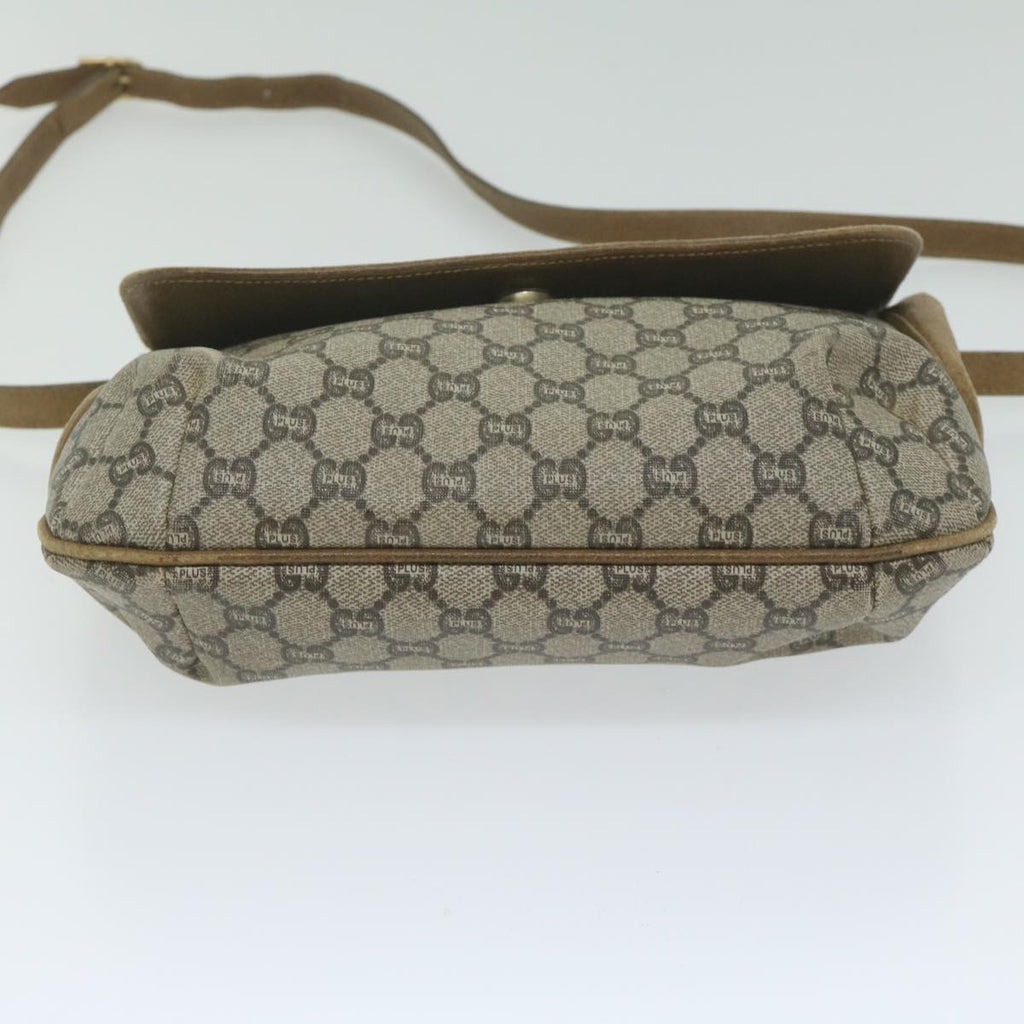 GUCCI GG Plus Supreme Shoulder Bag PVC Leather Beige th4389