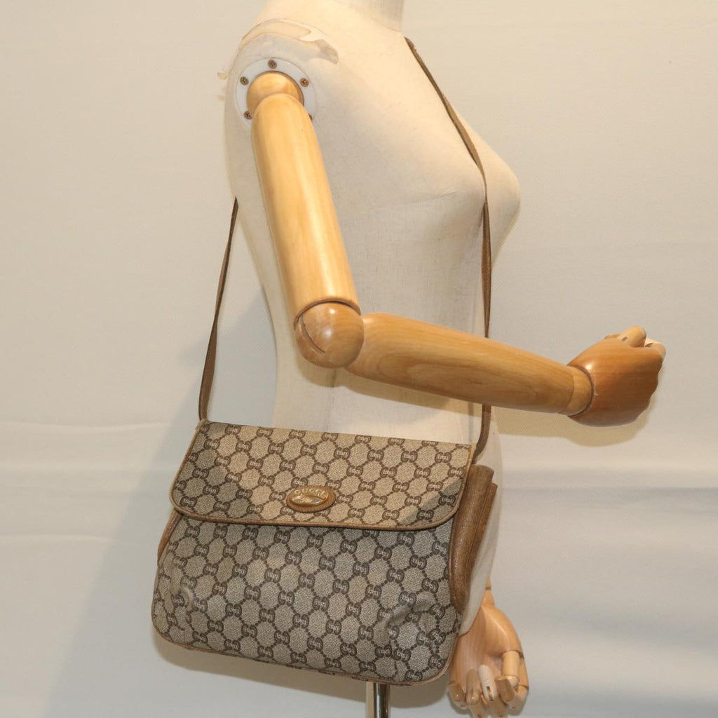 GUCCI GG Plus Supreme Shoulder Bag PVC Leather Beige th4389