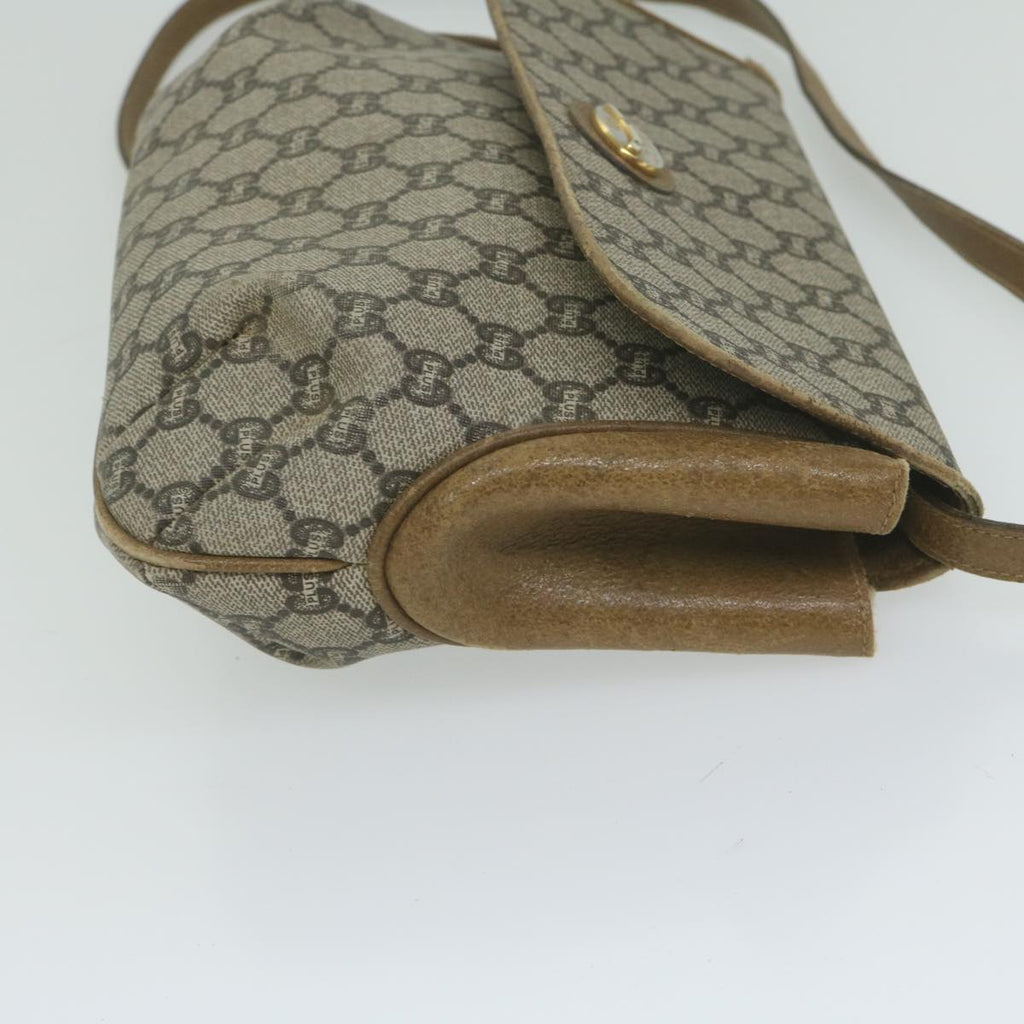 GUCCI GG Plus Supreme Shoulder Bag PVC Leather Beige th4389