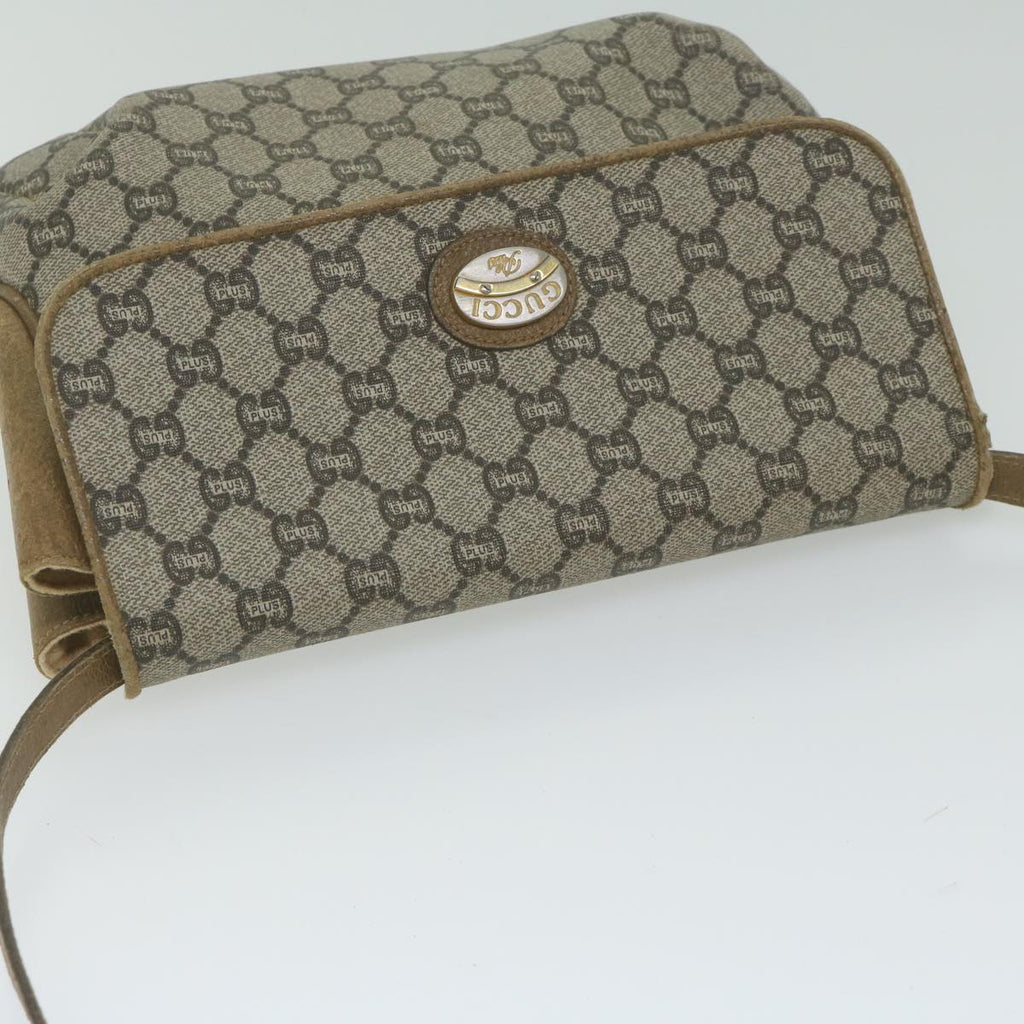 GUCCI GG Plus Supreme Shoulder Bag PVC Leather Beige th4389