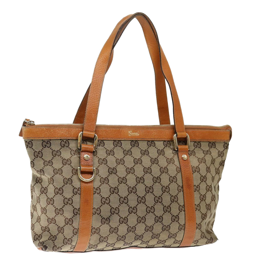 GUCCI GG Canvas Abbey Tote Bag Beige 141470 th4806