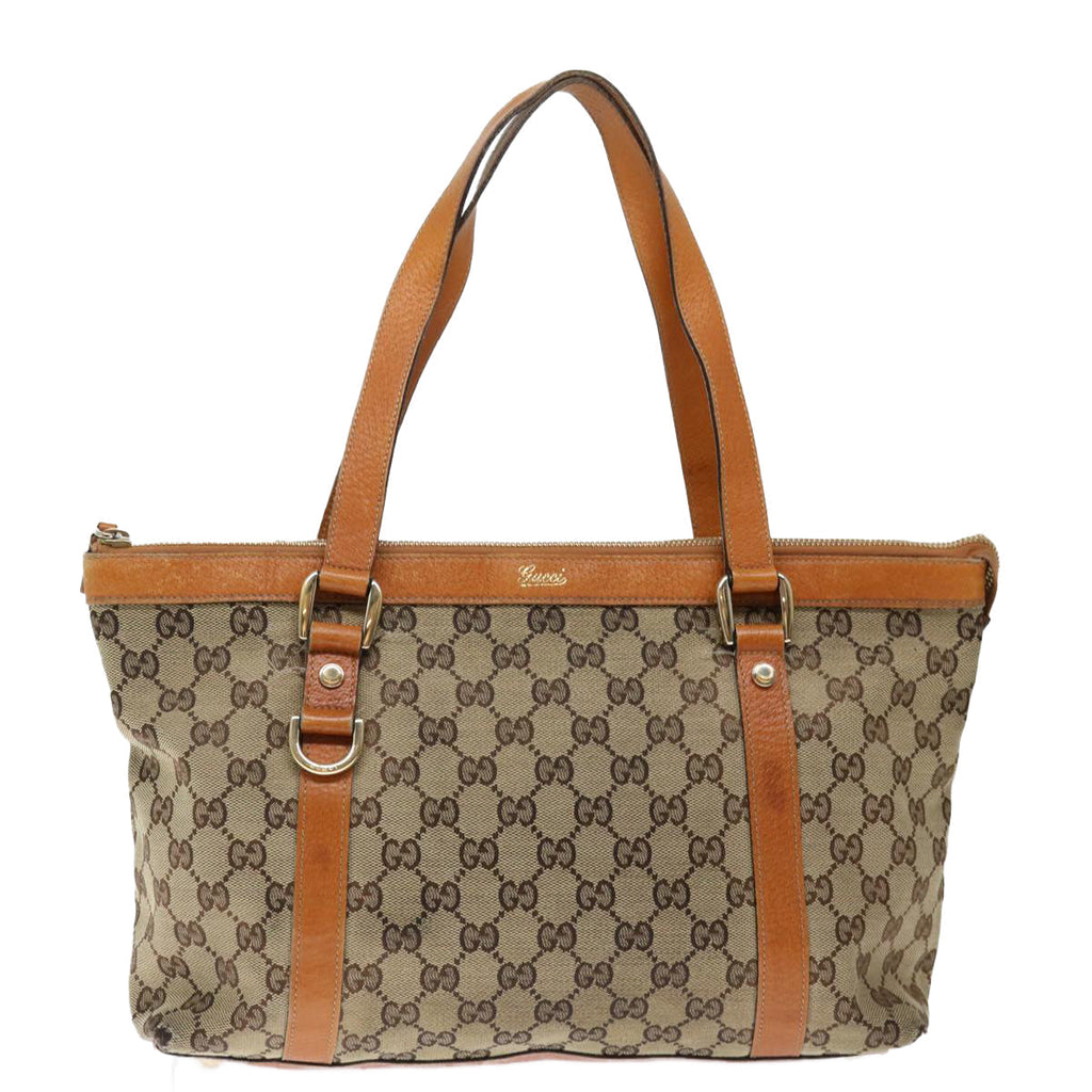 GUCCI GG Canvas Abbey Tote Bag Beige 141470 th4806