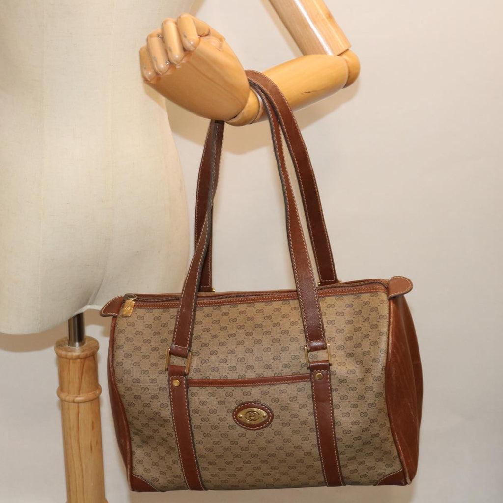 GUCCI Micro GG Supreme Shoulder Bag PVC Beige th4821