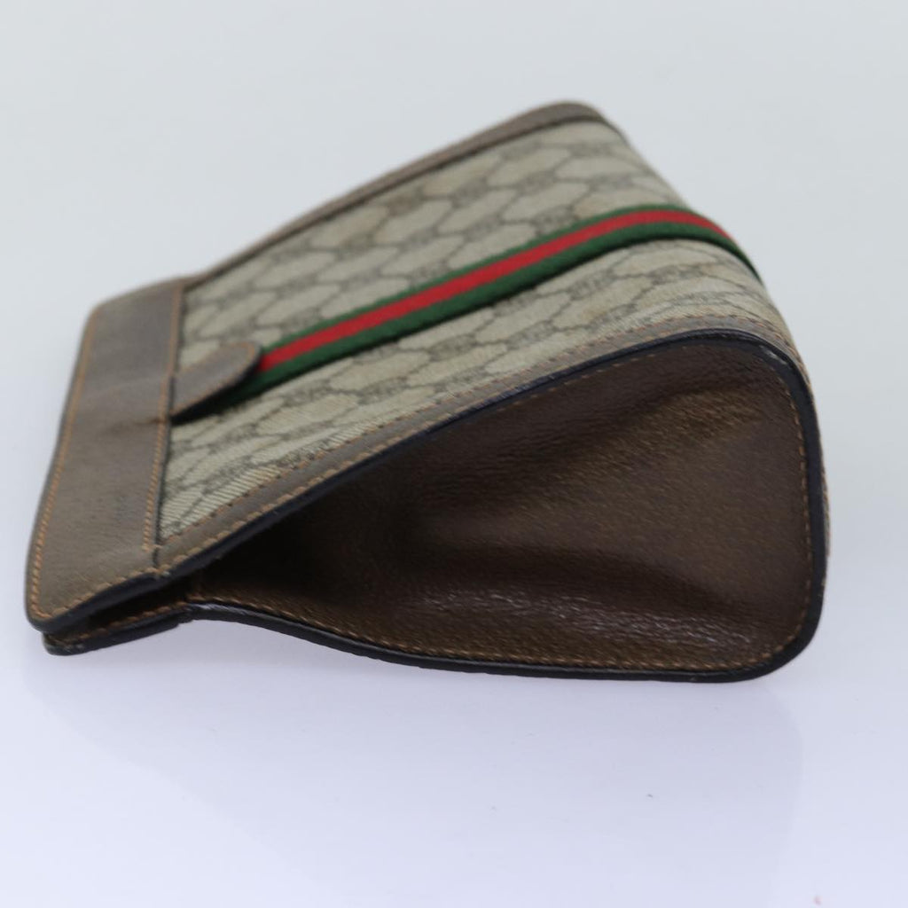 GUCCI GG Supreme Web Sherry Line Clutch Bag PVC Beige Red 89 01 001 th4862