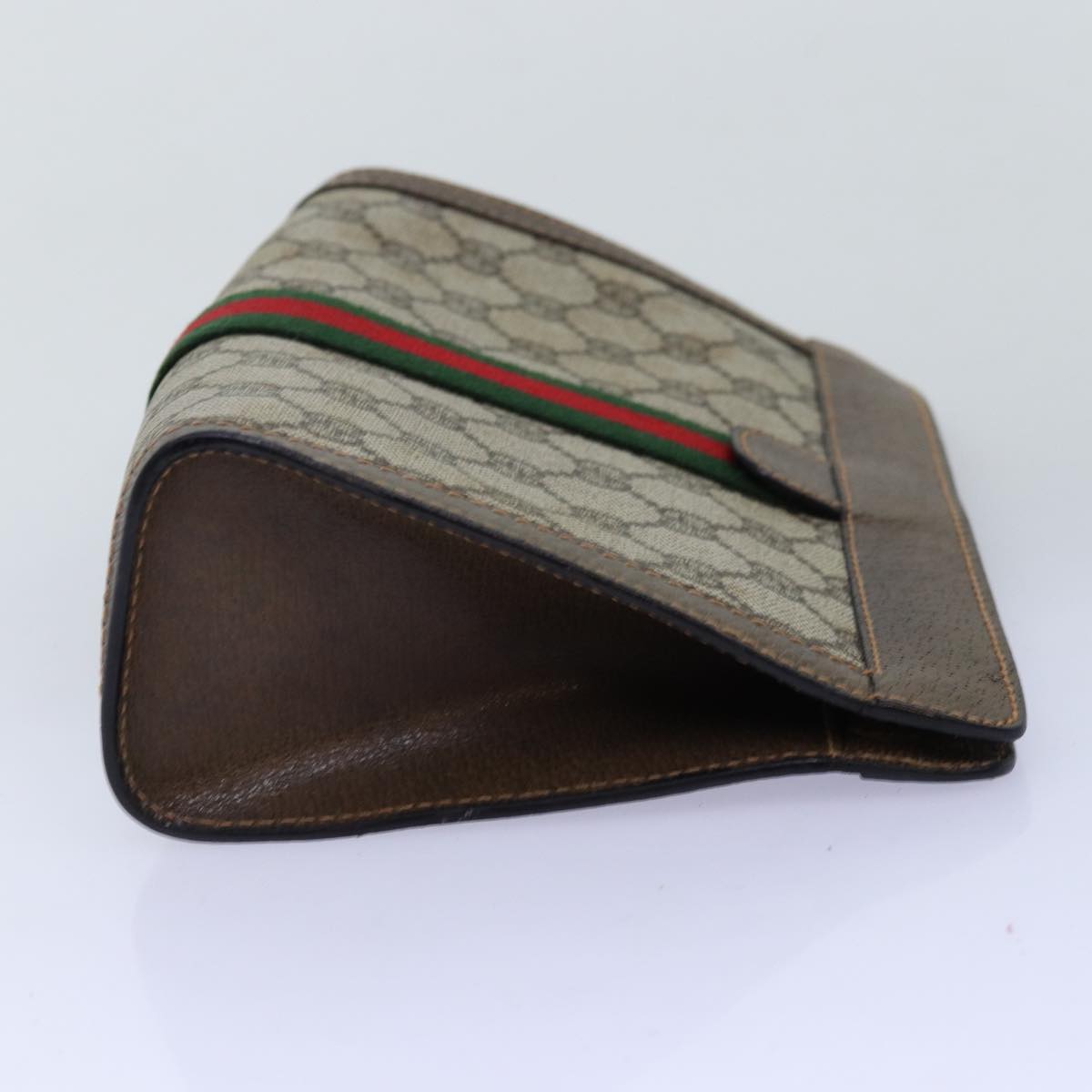 GUCCI GG Supreme Web Sherry Line Clutch Bag PVC Beige Red 89 01 001 th4862