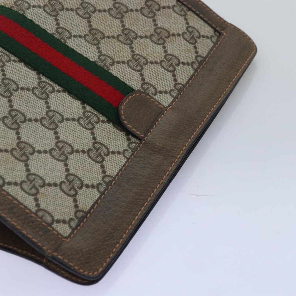 GUCCI GG Supreme Web Sherry Line Clutch Bag PVC Beige Red 89 01 001 th4862