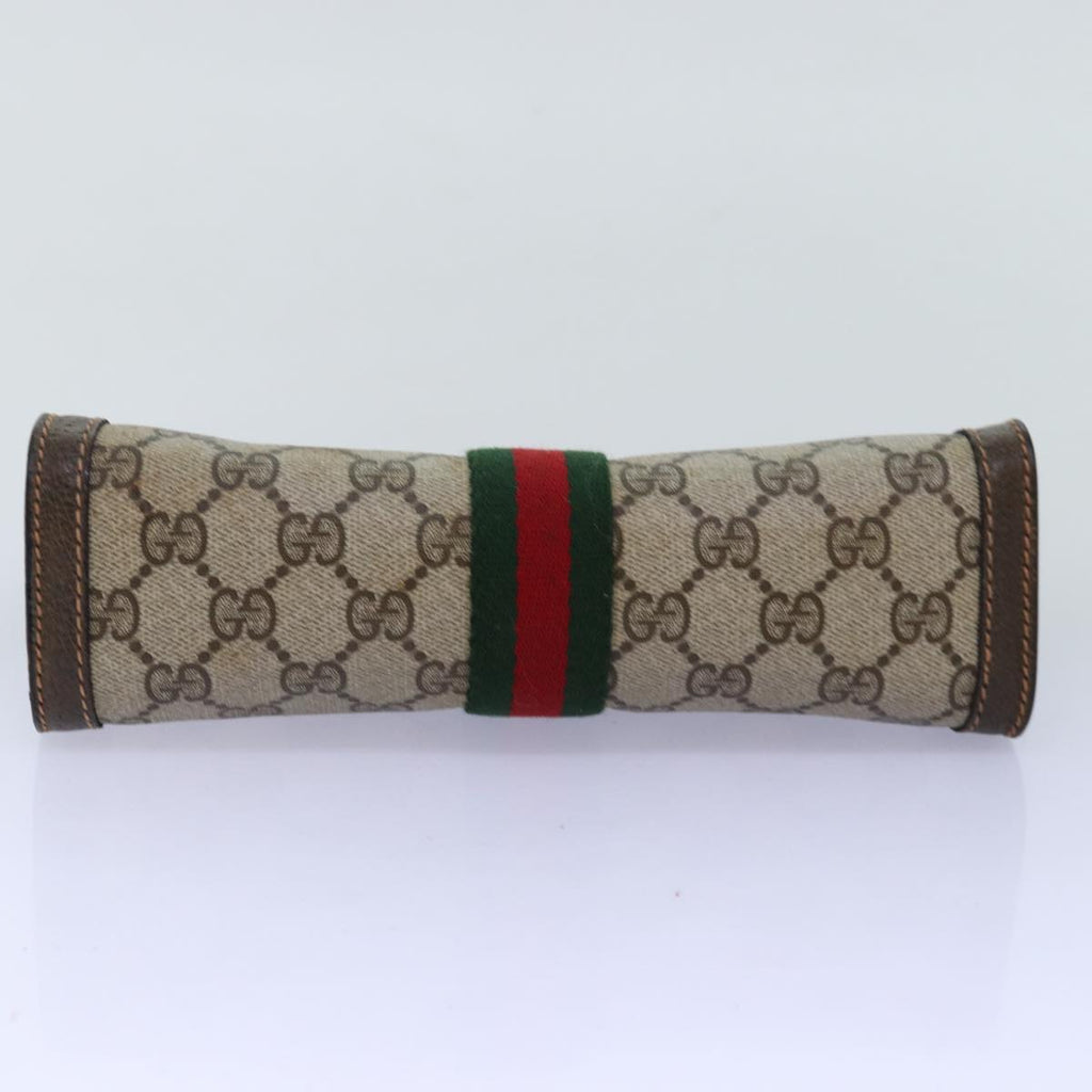 GUCCI GG Supreme Web Sherry Line Clutch Bag PVC Beige Red 89 01 001 th4862