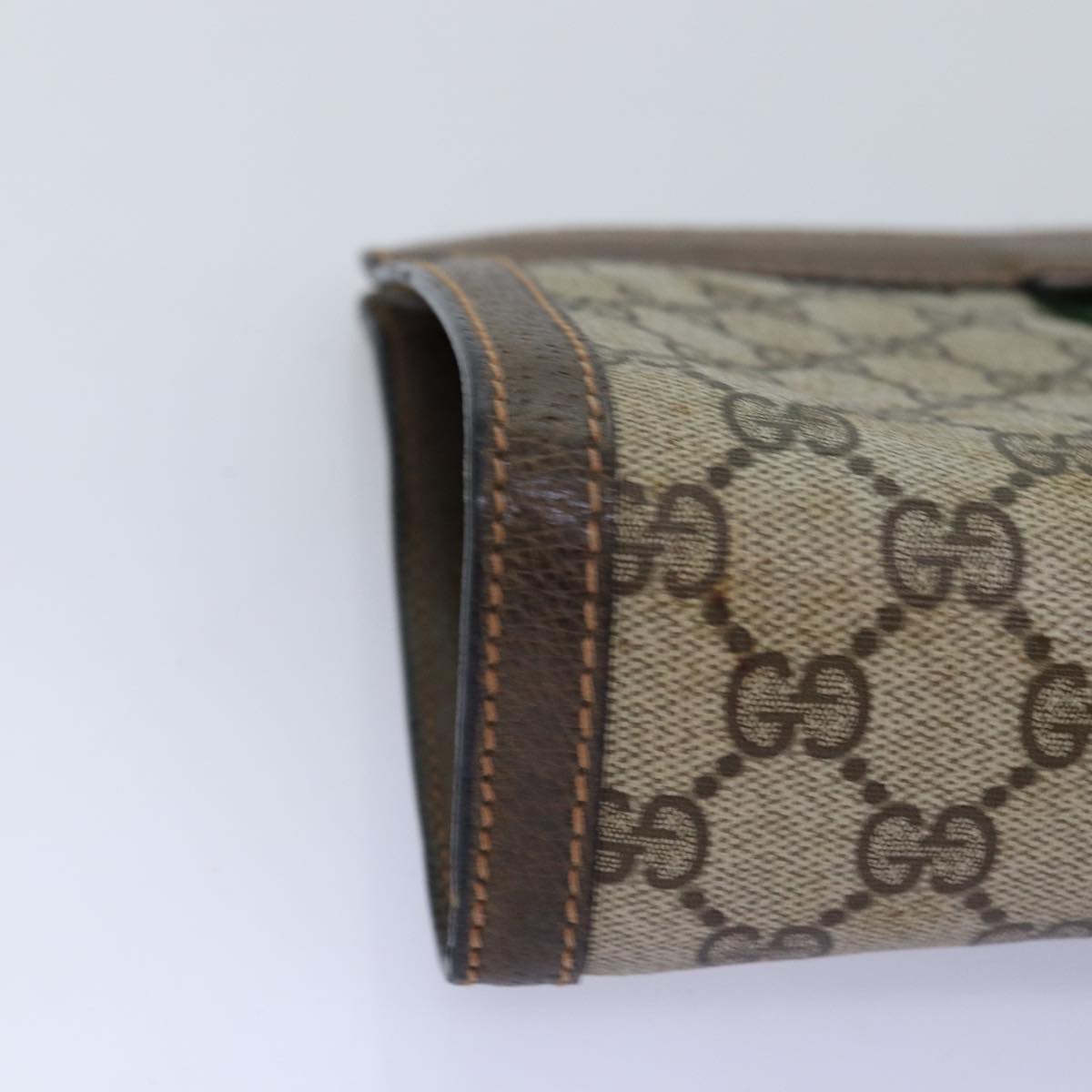 GUCCI GG Supreme Web Sherry Line Clutch Bag PVC Beige Red 89 01 001 th4862