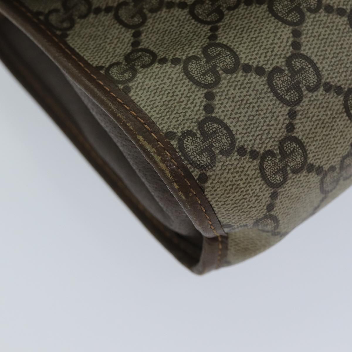 GUCCI GG Supreme Web Sherry Line Clutch Bag PVC Beige Red 156 01 030 th4947