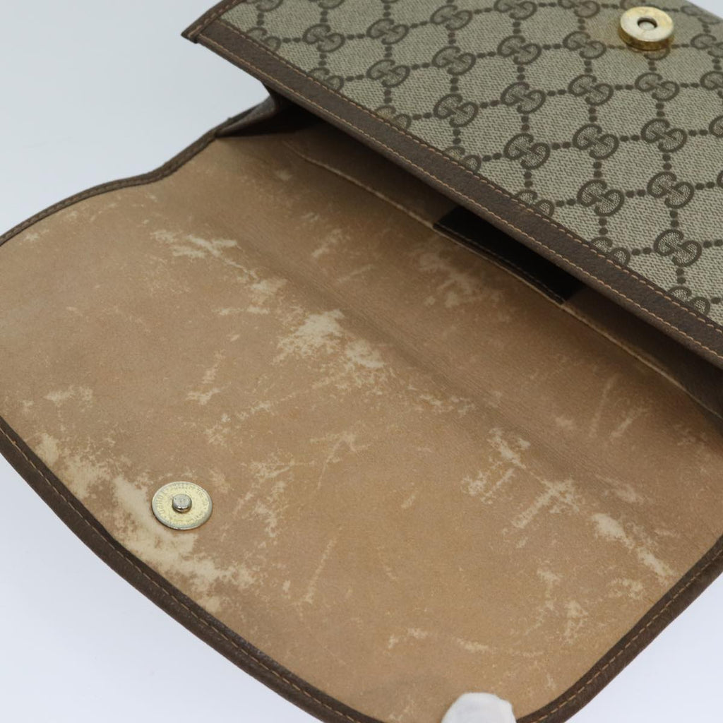 GUCCI GG Supreme Web Sherry Line Clutch Bag PVC Beige Red 156 01 030 th4947