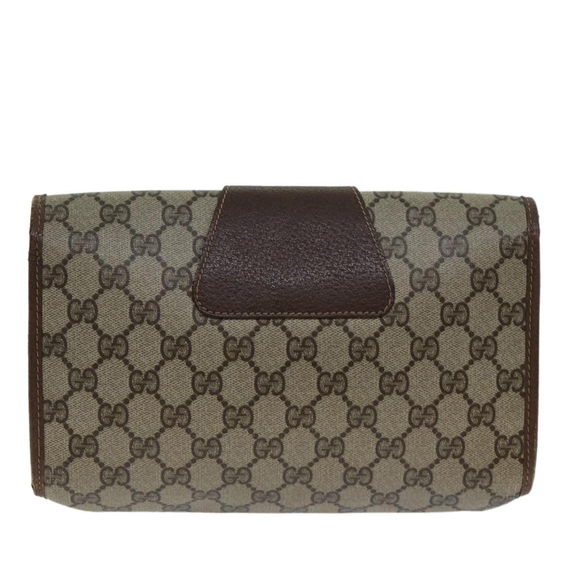 GUCCI GG Supreme Web Sherry Line Clutch Bag PVC Beige Red 156 01 030 th4947