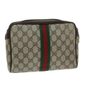 GUCCI GG Supreme Web Sherry Line Clutch Bag Beige Red 63 014 3553 th4948