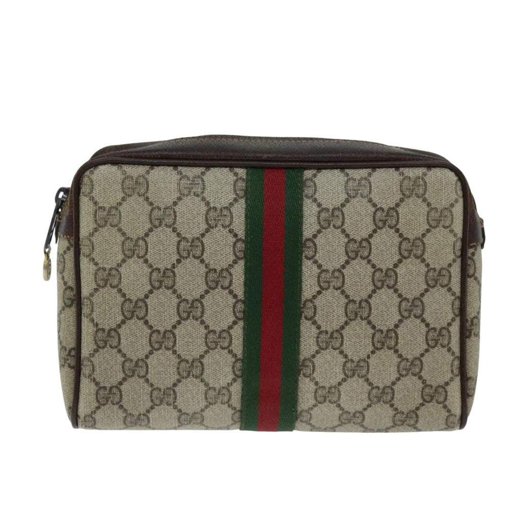 GUCCI GG Supreme Web Sherry Line Clutch Bag Beige Red 63 014 3553 th4948