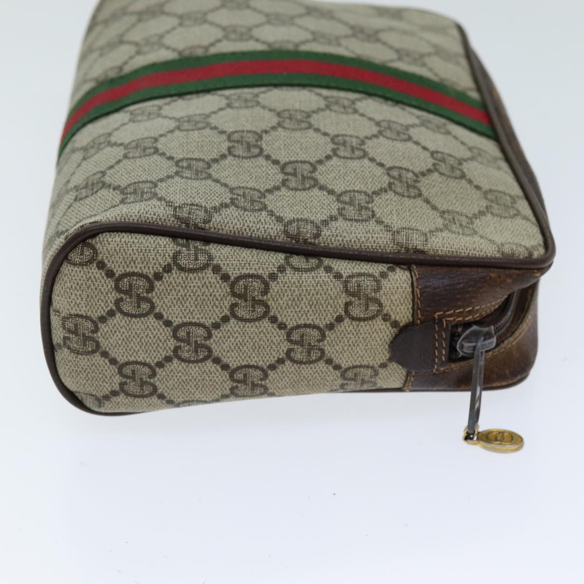 GUCCI GG Supreme Web Sherry Line Clutch Bag Beige Red 63 014 3553 th4948