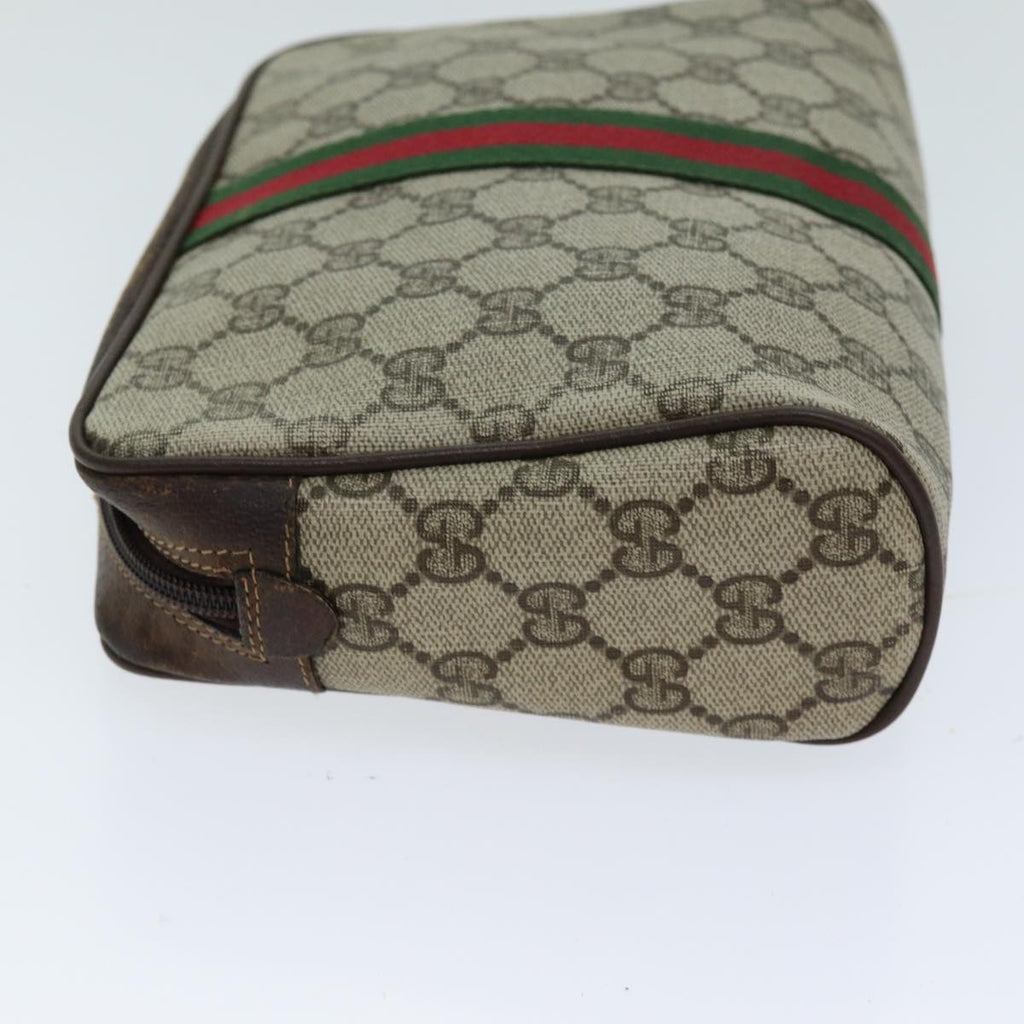 GUCCI GG Supreme Web Sherry Line Clutch Bag Beige Red 63 014 3553 th4948