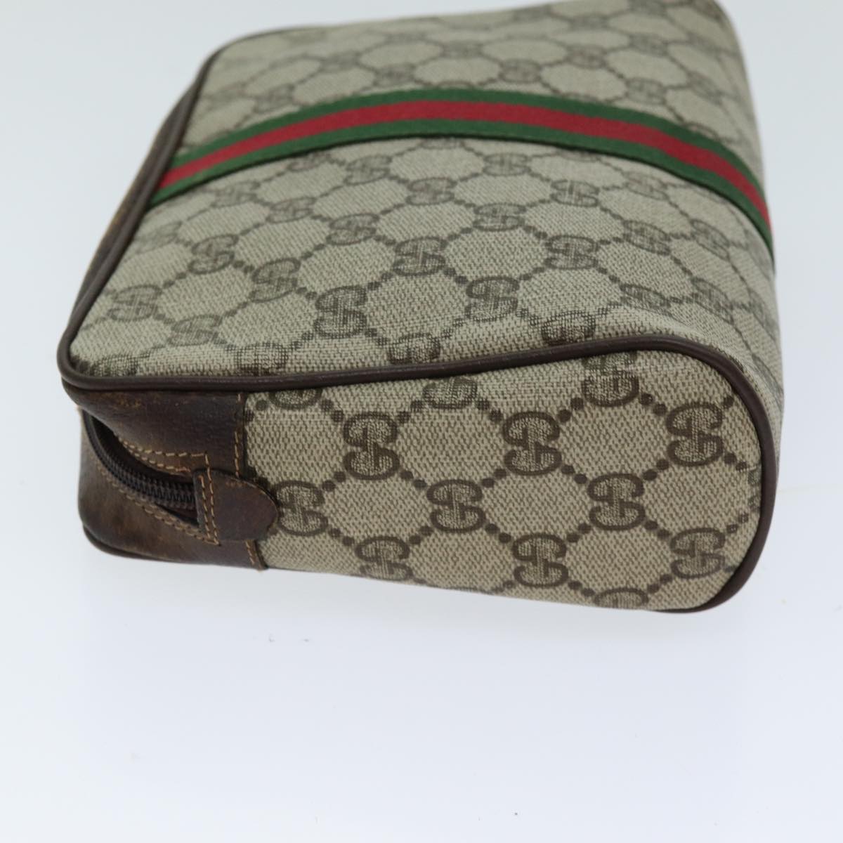 GUCCI GG Supreme Web Sherry Line Clutch Bag Beige Red 63 014 3553 th4948