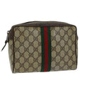 GUCCI GG Supreme Web Sherry Line Clutch Bag PVC Beige Red 156 01 012 th4949