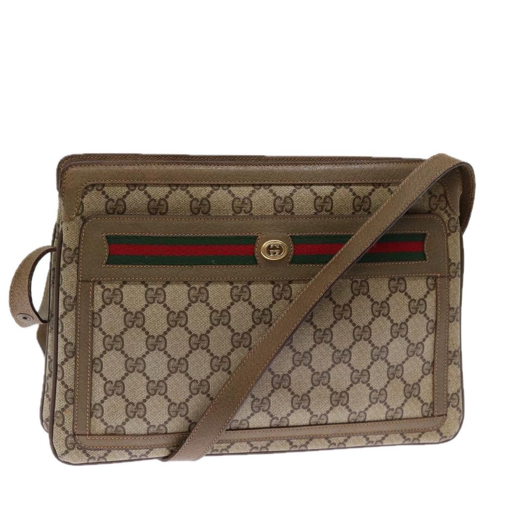 GUCCI GG Supreme Shoulder Bag PVC Leather Beige 41 02 090 th4950