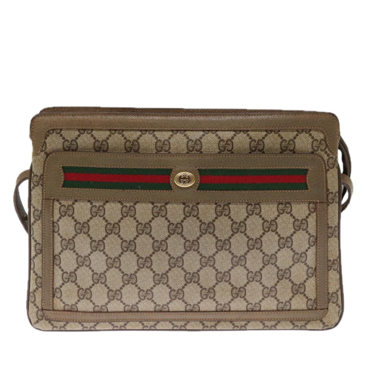 GUCCI GG Supreme Shoulder Bag PVC Leather Beige 41 02 090 th4950