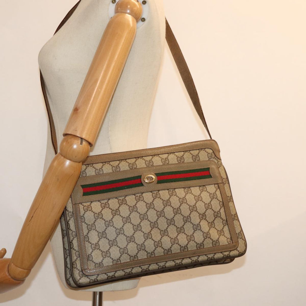 GUCCI GG Supreme Shoulder Bag PVC Leather Beige 41 02 090 th4950