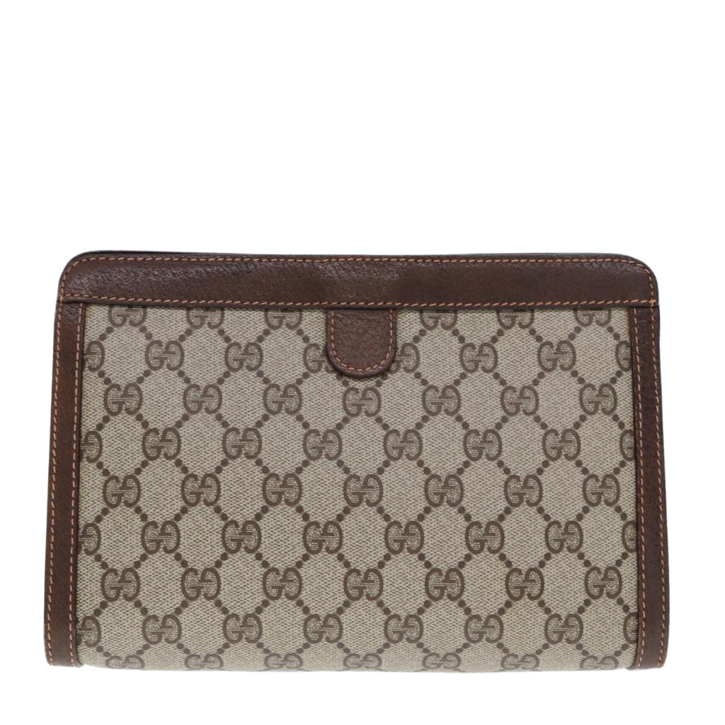 GUCCI GG Supreme Web Sherry Line Clutch Bag PVC Beige Red 156 01 032 th4956